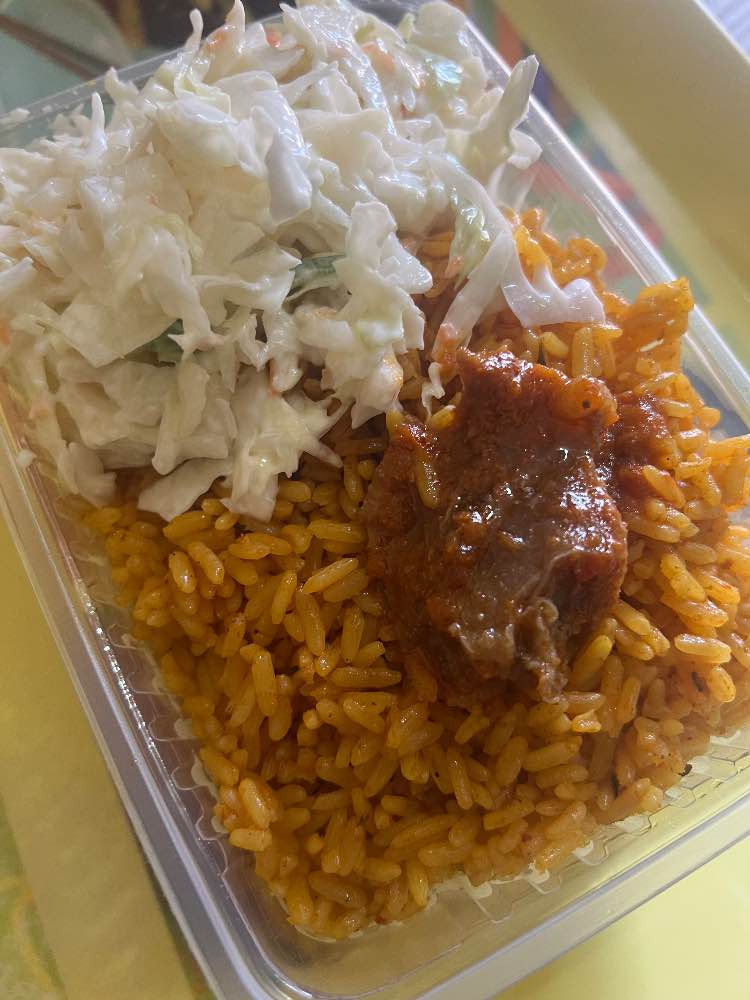 Rice, meat and salad image - mobifoods