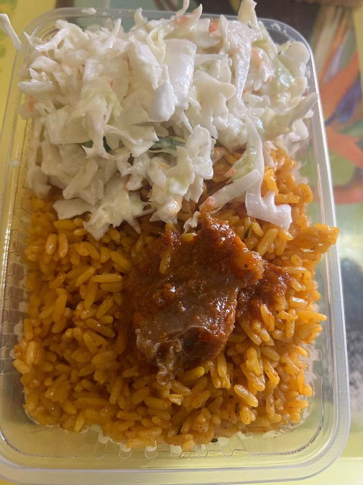 Rice, meat and salad image - mobifoods